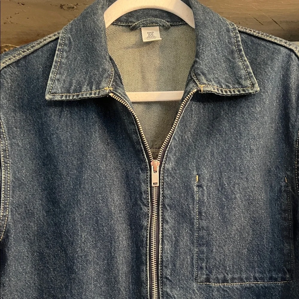 H&M Dark Blue Denim Zip Jacket Brand New Size XS !!!! - Picture 6 of 8